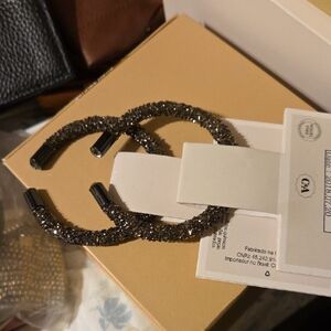 Elegant Black Beaded Hoop Earrings